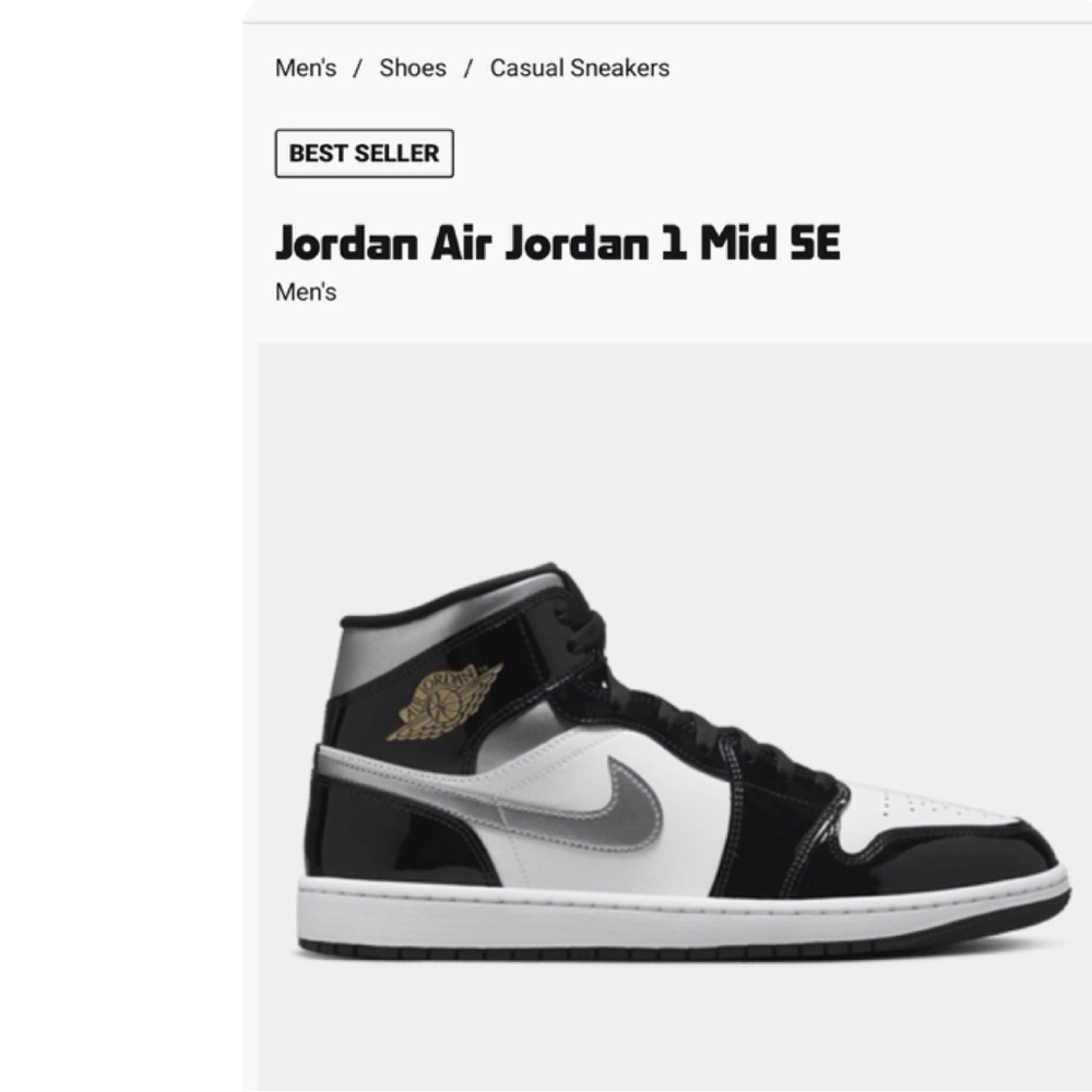 Jordan Air Jordan 1 Mid SE Black and White
